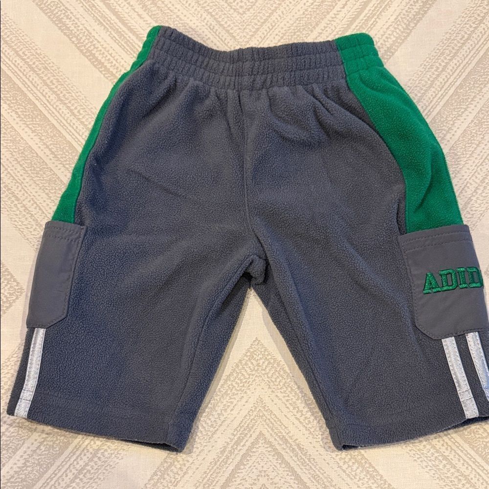 Adidas Baby Fleece Pants Charcoal & Emerald Trim Size 3M
